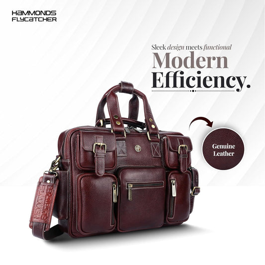 Genuine Leather Executive Office Bag | 15.6" Laptop Briefcase for Men