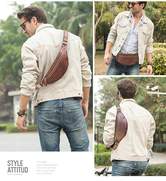 Contacts Leather Waist Bag Hunter Brown – Side Profile View