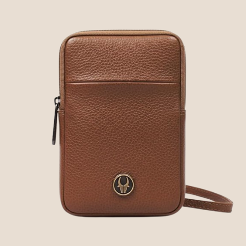 WildHorn Leather Mobile Pouch Walnut – Back View Crossbody Sling Bag