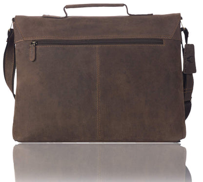 WildHorn Genuine Leather 15" Laptop Bag for Men | Office, Travel & Casual Bag — Dark Brown