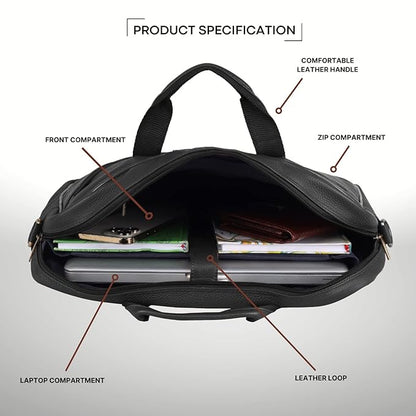 WildHorn Genuine Leather 15.6" Office Laptop Bag for Men | Professional Briefcase Bag