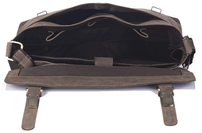 WildHorn Genuine Leather 15" Laptop Bag for Men | Office, Travel & Casual Bag — Dark Brown