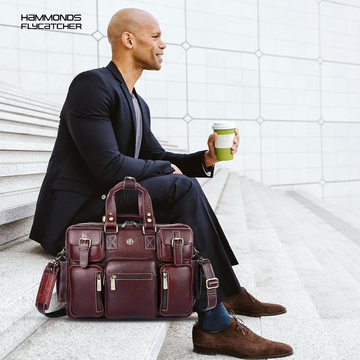 Genuine Leather Executive Office Bag | 15.6" Laptop Briefcase for Men
