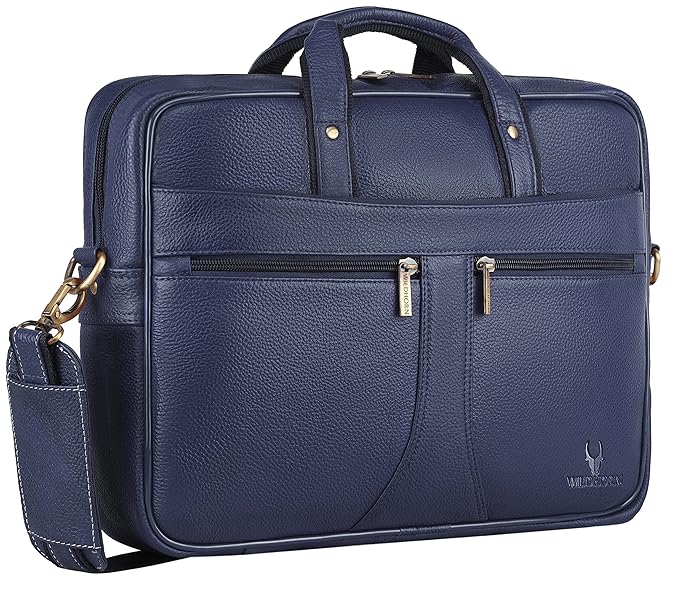 WildHorn Genuine Leather 15.6" Office Laptop Bag for Men | Professional Briefcase Bag