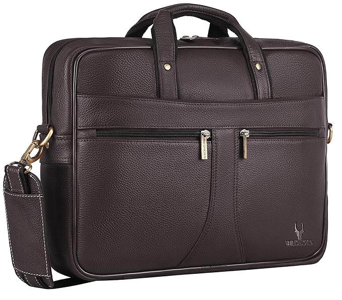 WildHorn Genuine Leather 15.6" Office Laptop Bag for Men | Professional Briefcase Bag