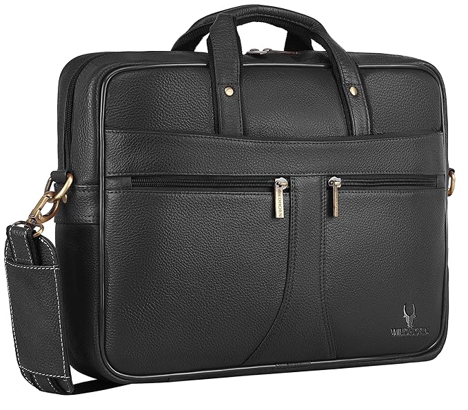 WildHorn Genuine Leather 15.6" Office Laptop Bag for Men | Professional Briefcase Bag