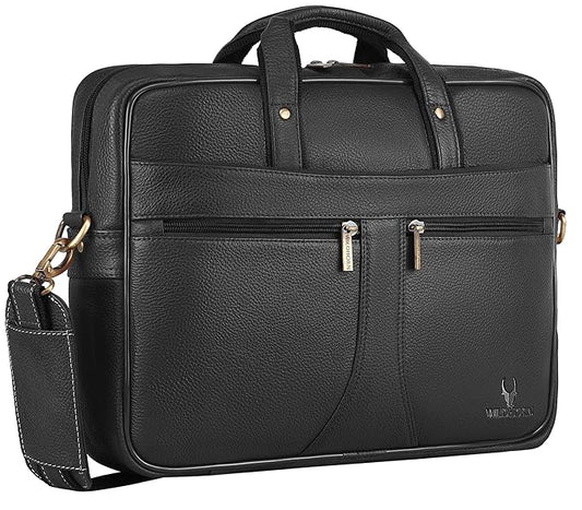 WildHorn Genuine Leather 15.6" Office Laptop Bag for Men | Professional Briefcase Bag