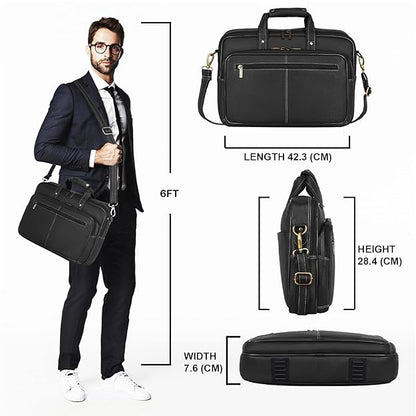 WildHorn black leather messenger bag adjustable shoulder strap and gold clasp hardware detail — bags.mu Mauritius