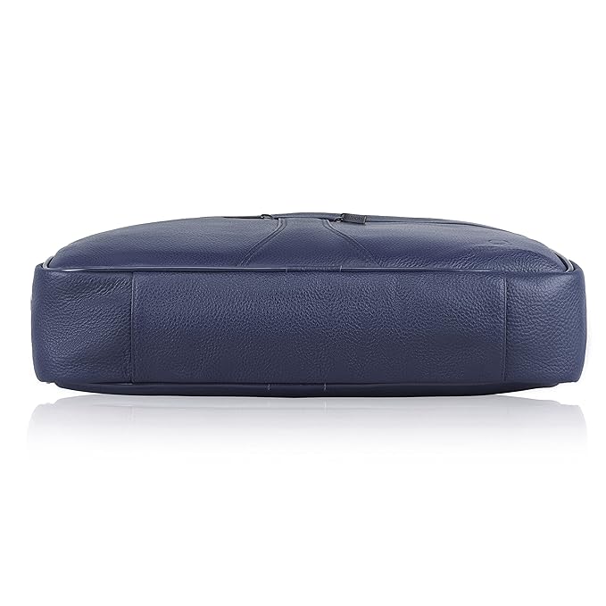 WildHorn blue genuine leather 15.6 inch office laptop bag carried by professional man — bags.mu Mauritius