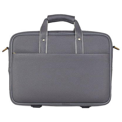 WildHorn grey leather messenger bag interior showing padded 15 inch laptop compartment and organised sections — bags.mu Mauritius