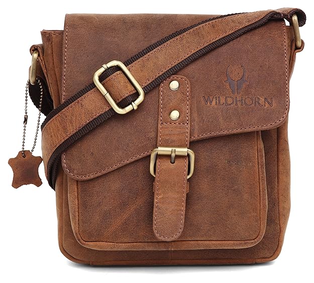 WildHorn Genuine Leather Crossbody Sling Bag Tan Hunter – Front View | bags.mu Mauritius