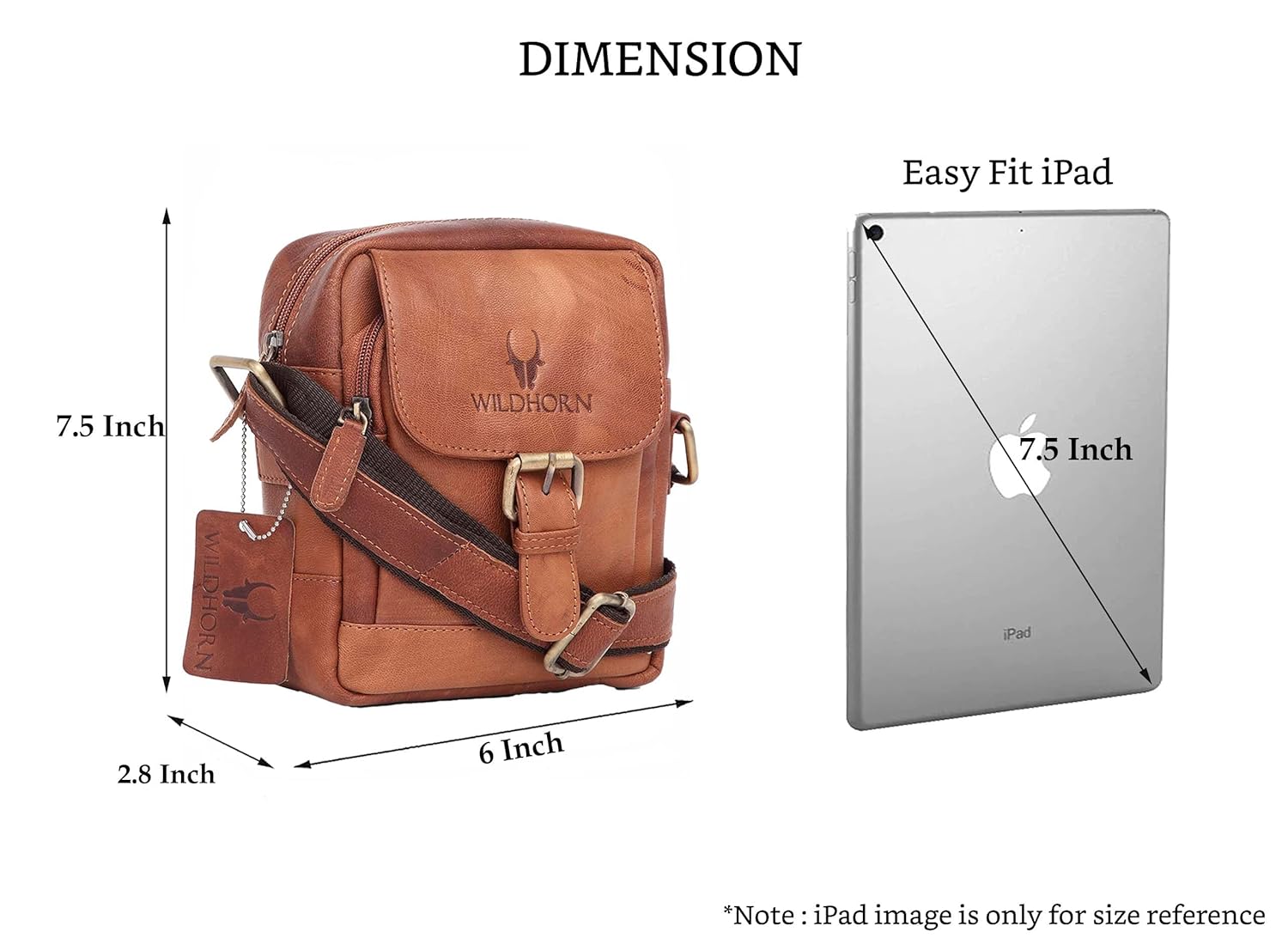 WildHorn Leather Sling Bag Open – Main Compartment and 3 Pockets Interior Detail