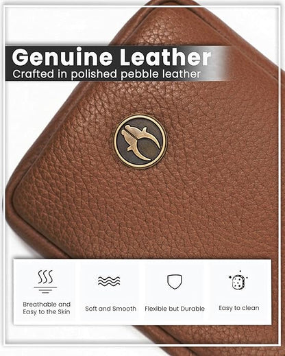 WildHorn Leather Mobile Pouch Walnut – Fits Large Screen Smartphone